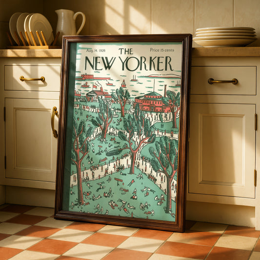 The New Yorker August 1926 Cover Poster, Vintage New York Park Wall Art Print