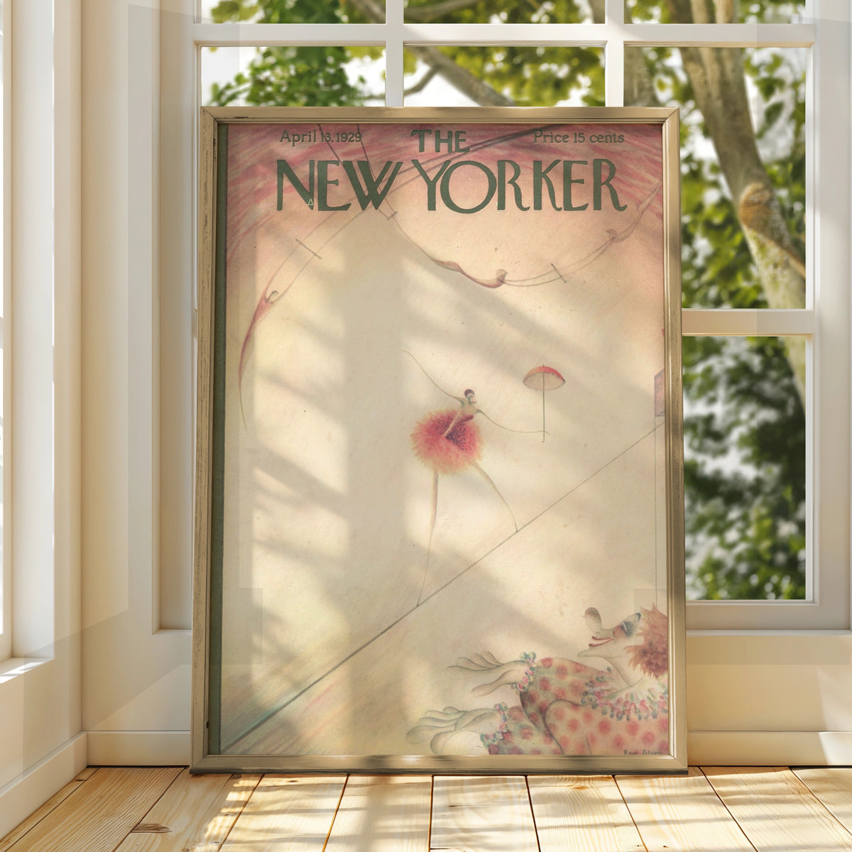New Yorker 1929 Circus Poster, Vintage Tightrope Art Print, Art Deco Wall Decor