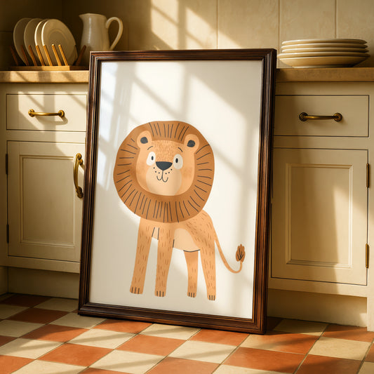 Lion Nursery Wall Art, Cute Safari Animal Poster, Kids Room Decor, Baby Gift Print