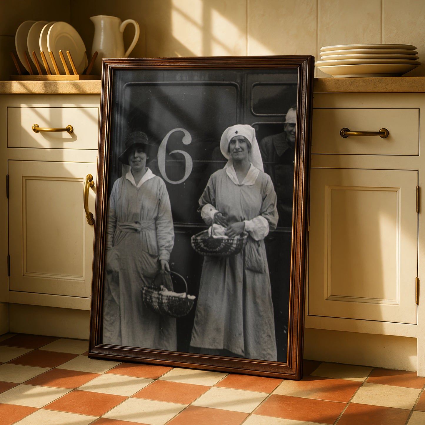WW1 Nurses Vintage Photo Poster, Red Cross Women War History Black White Print