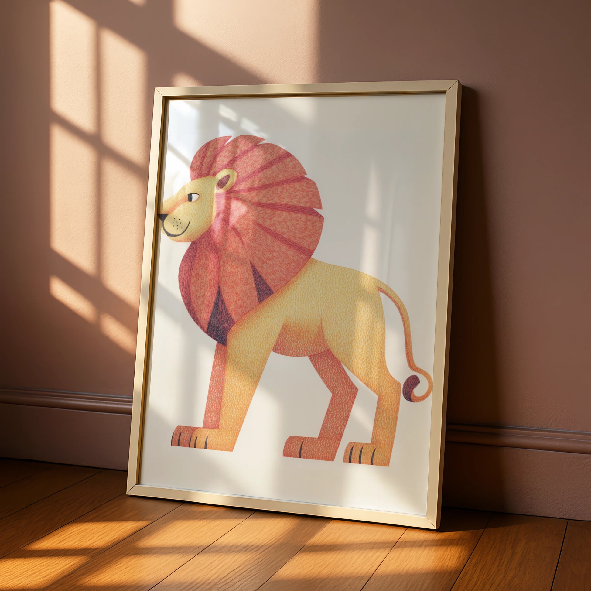 Lion Nursery Wall Art, Cute Safari Animal Print, Kids Room Poster, Colourful Baby Decor