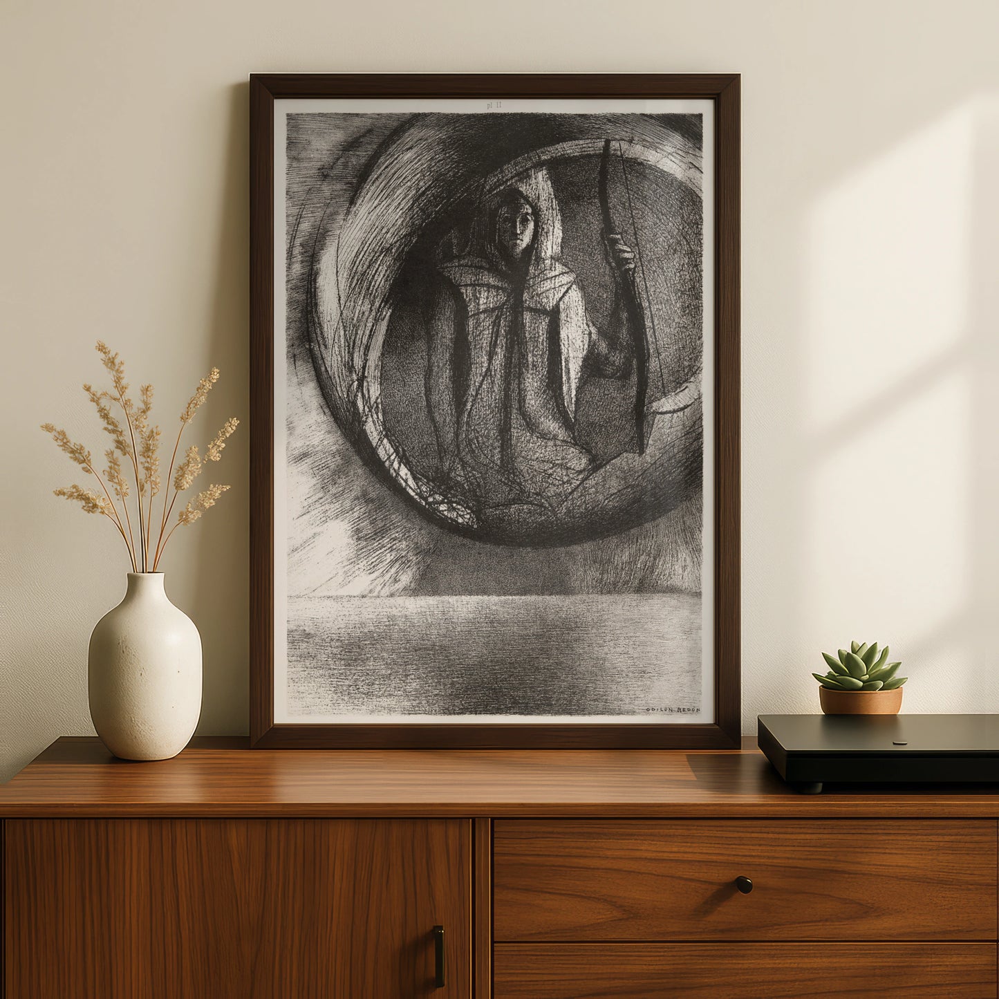 Odilon Redon Dark Figure Poster, Gothic Halloween Wall Art, Symbolist Black Print