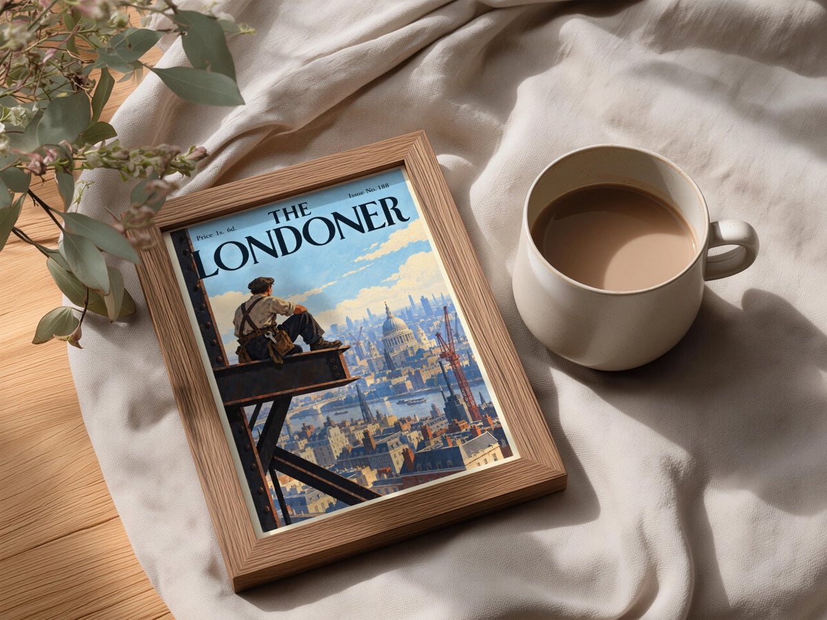 London Skyline Poster, Vintage Magazine Cover Wall Art, St Paul's Cathedral Art Print