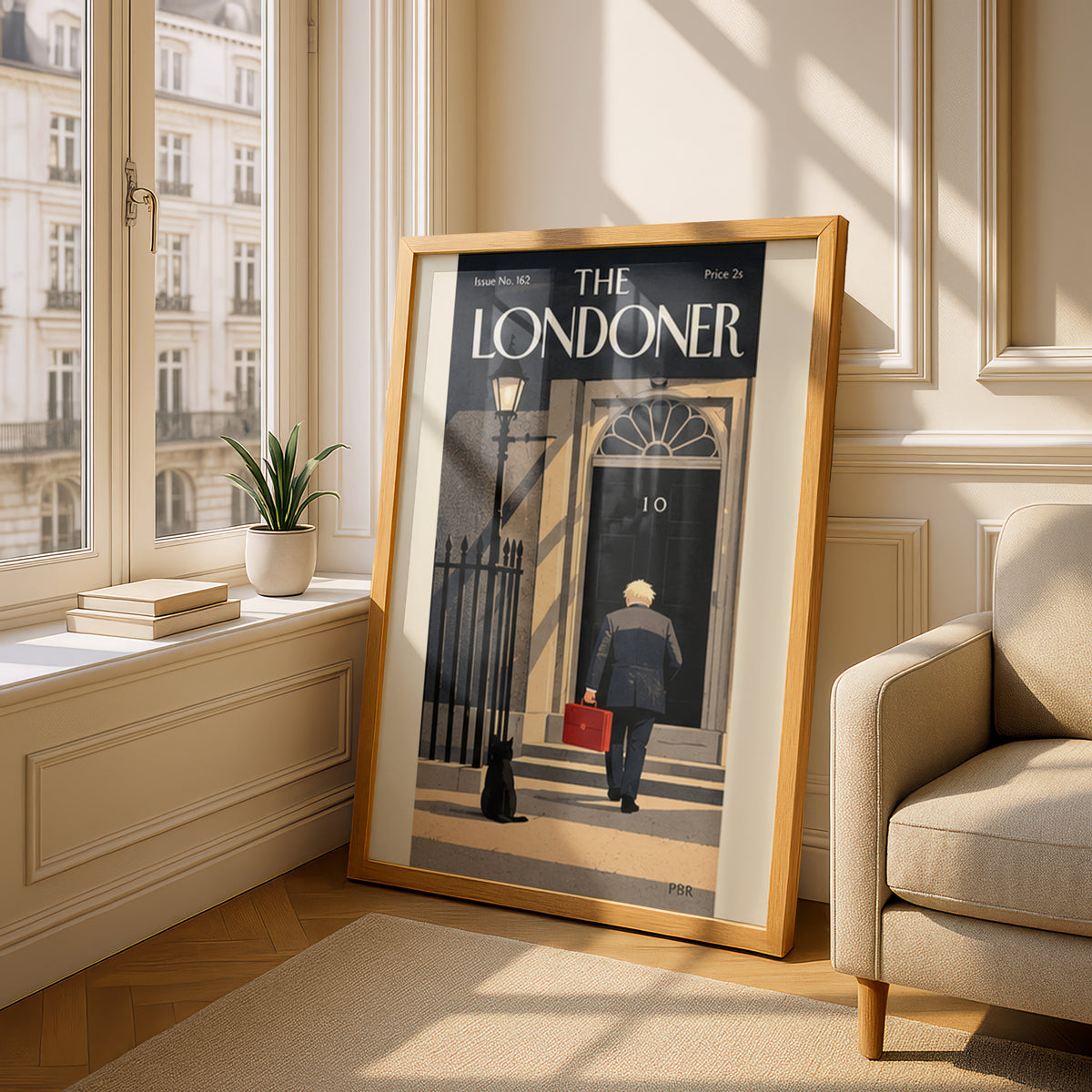 The Londoner Downing Street Poster, Vintage Magazine Cover Wall Art, London Print, Black Cat