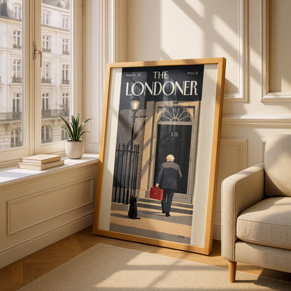 The Londoner Downing Street Poster, Vintage Magazine Cover Wall Art, London Print, Black Cat