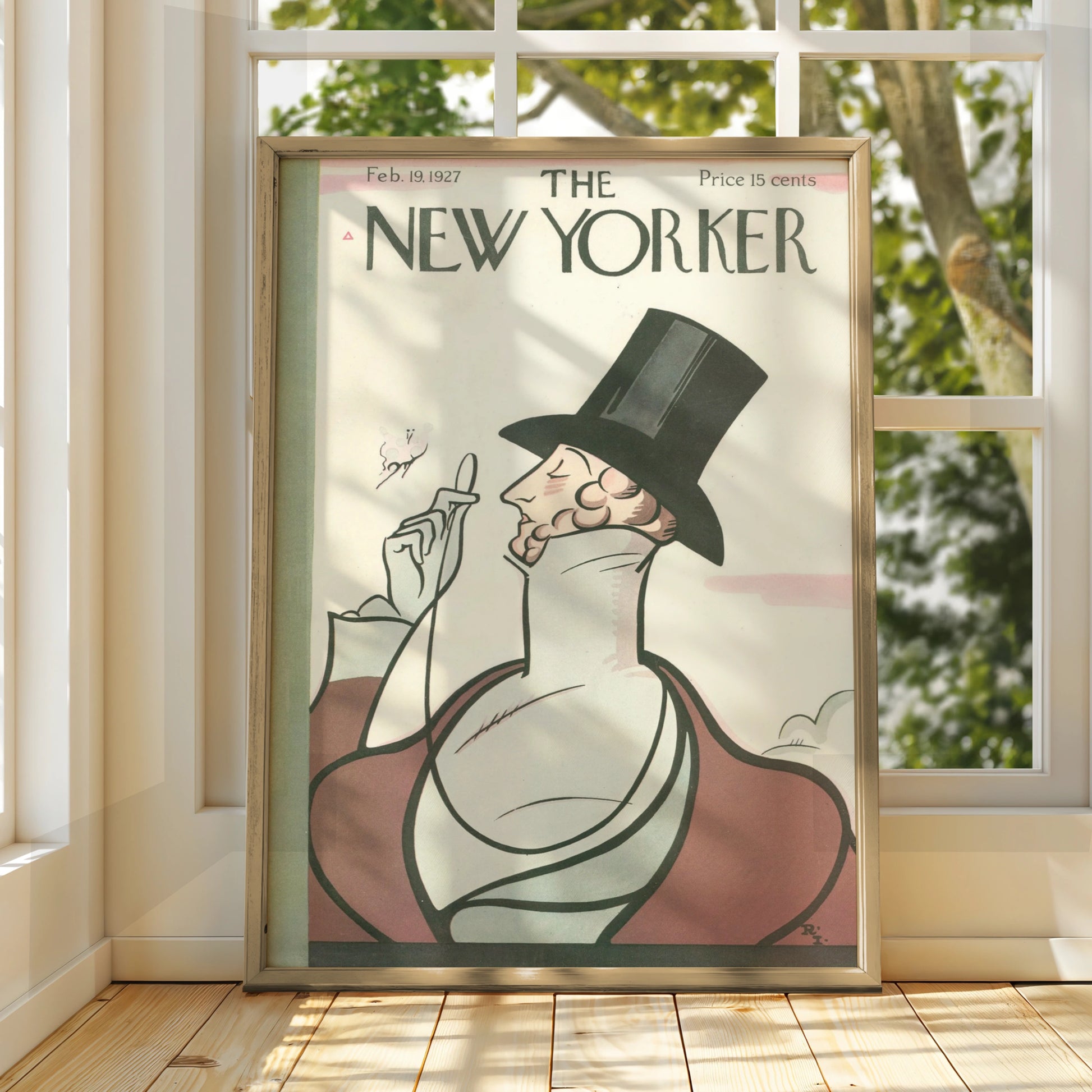 The New Yorker February 1927 Vintage Cover Poster, Top Hat Gentleman Art Deco Print