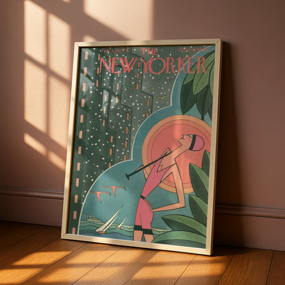 The New Yorker February 1927 Cover Art Poster, Art Deco Vintage Magazine Wall Art