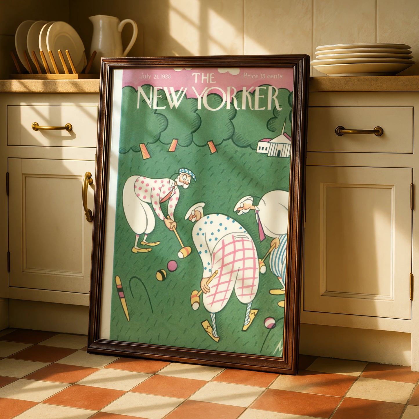 The New Yorker July 1928 Croquet Poster, Vintage Magazine Cover Wall Art Print