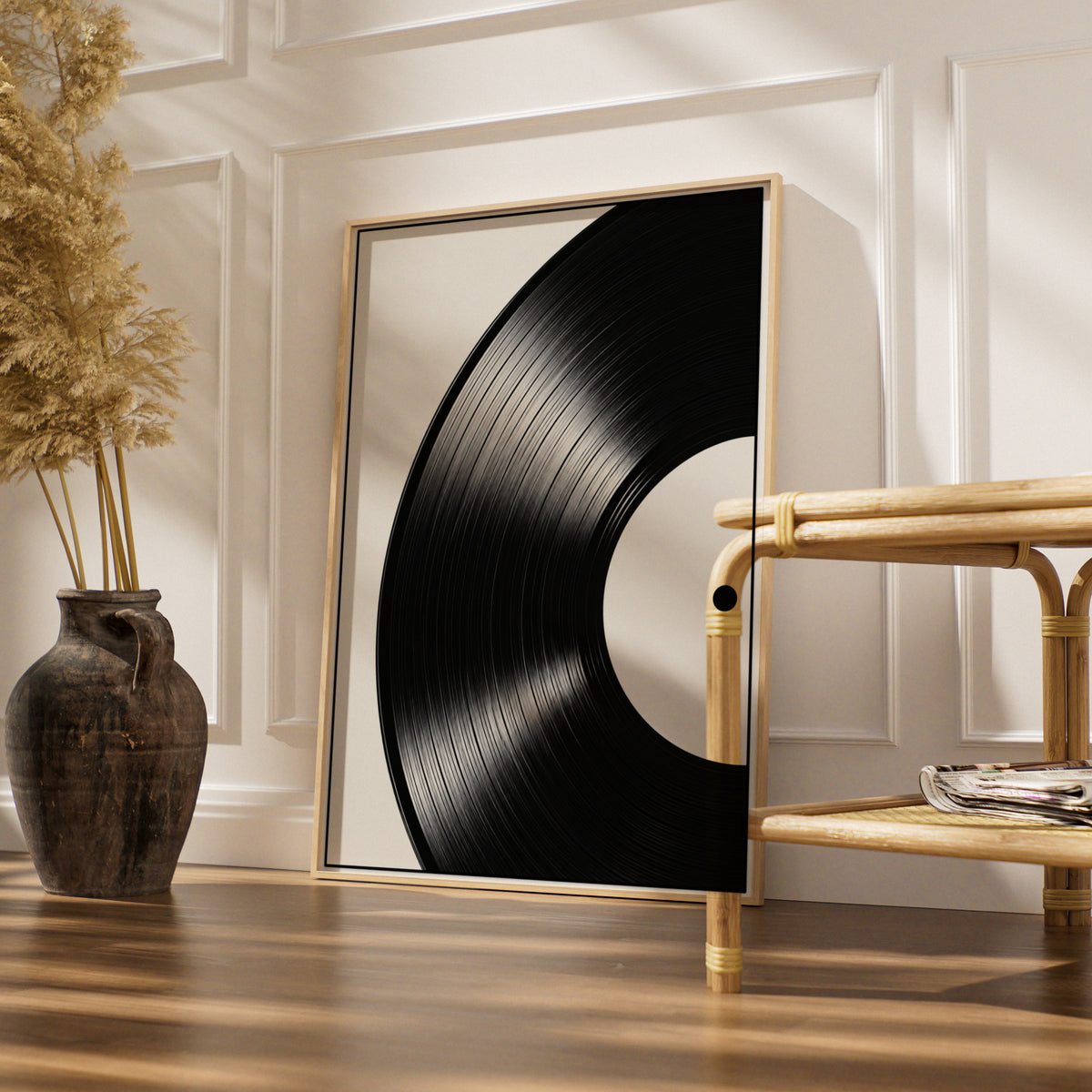 Vinyl Record Monochrome Wall Art, Black and White Music Poster, Minimalist Print, Modern Decor