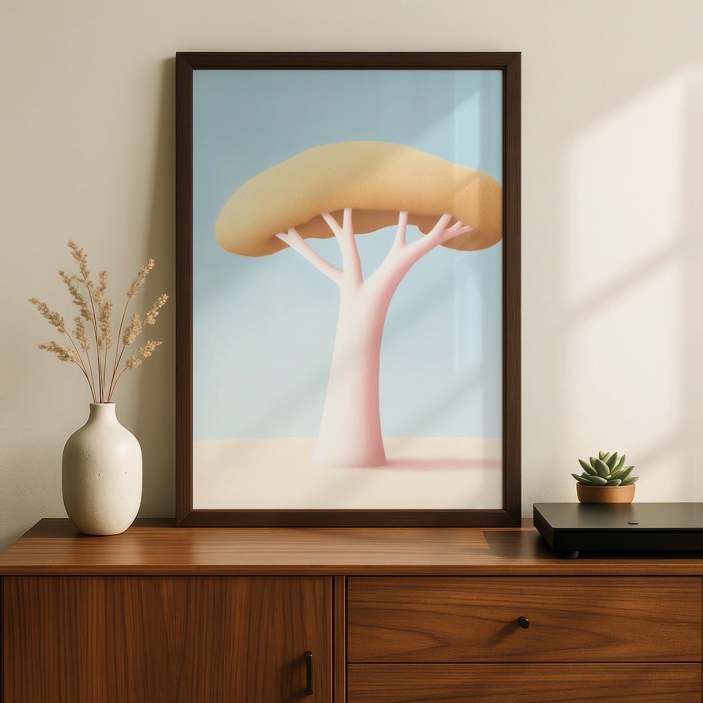 Nursery Tree Wall Art Print, Pastel Baobab Poster, Baby Room Decor, Minimalist Kids Art