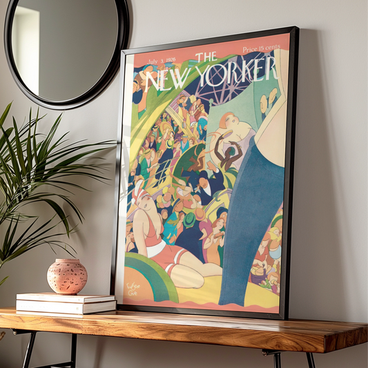 New Yorker July 1926 Cover Poster, Eugene Give Beach Crowd Art Deco Wall Art Print