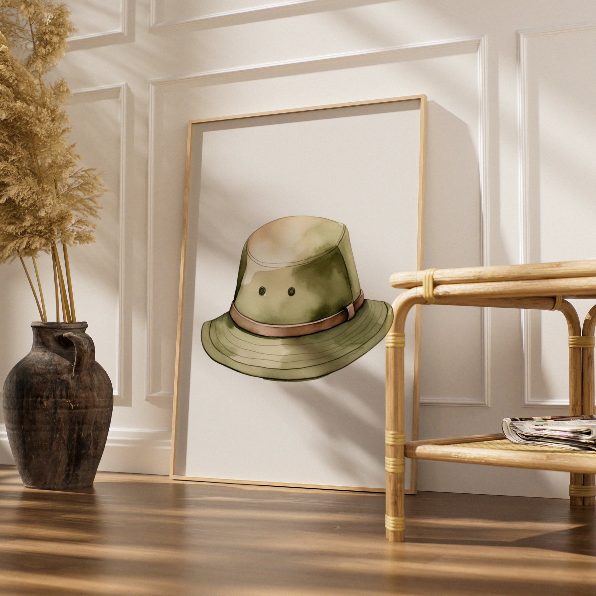 Safari Hat Nursery Wall Art, Adventure Explorer Print, Green Safari Poster for Kids Room