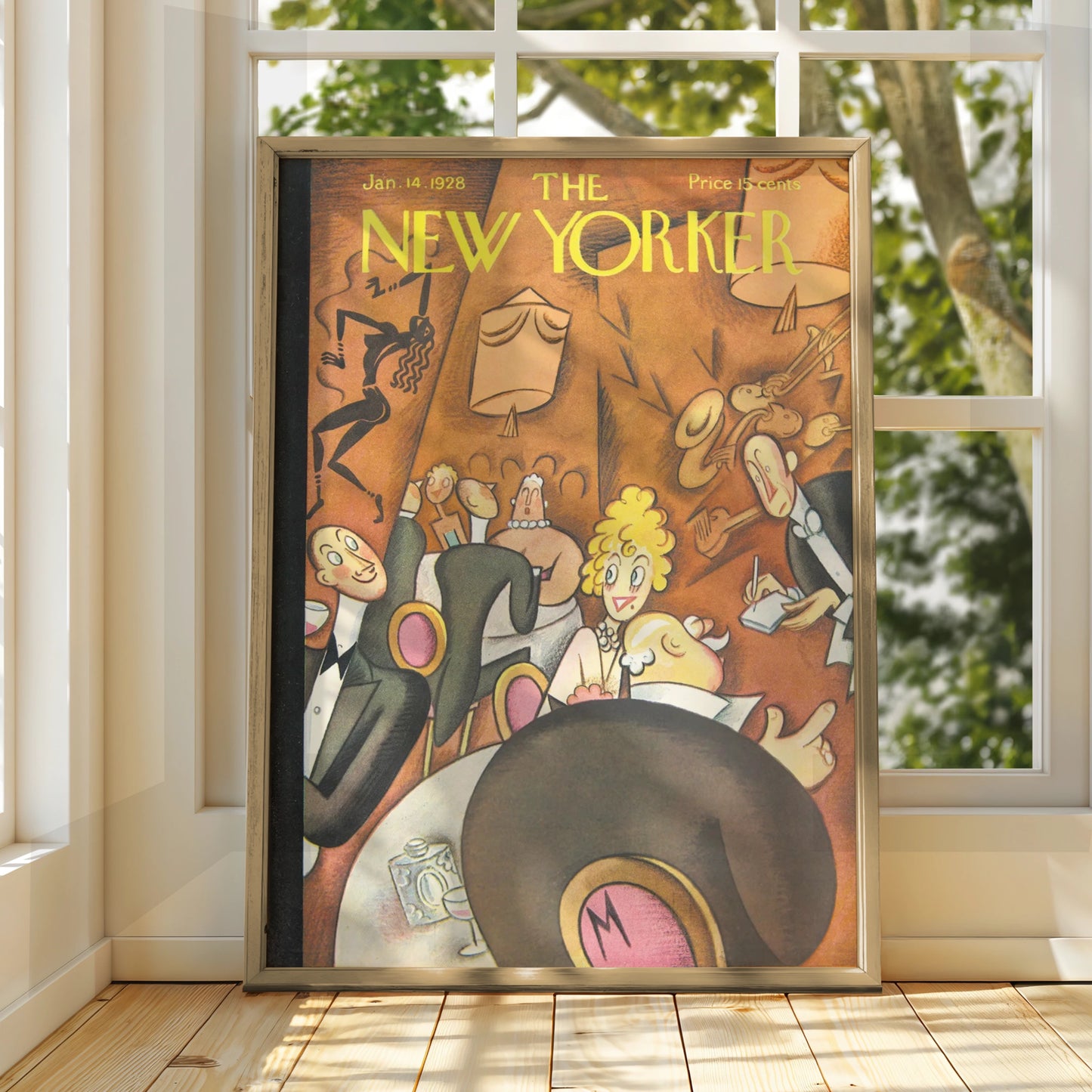 The New Yorker January 1928 Cover Art Poster, Vintage Jazz Club Wall Print