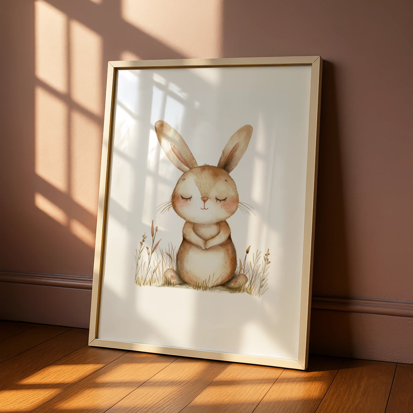 Nursery Bunny Rabbit Poster, Watercolour Baby Wall Art, Cute Rabbit Print, Kids Room Decor