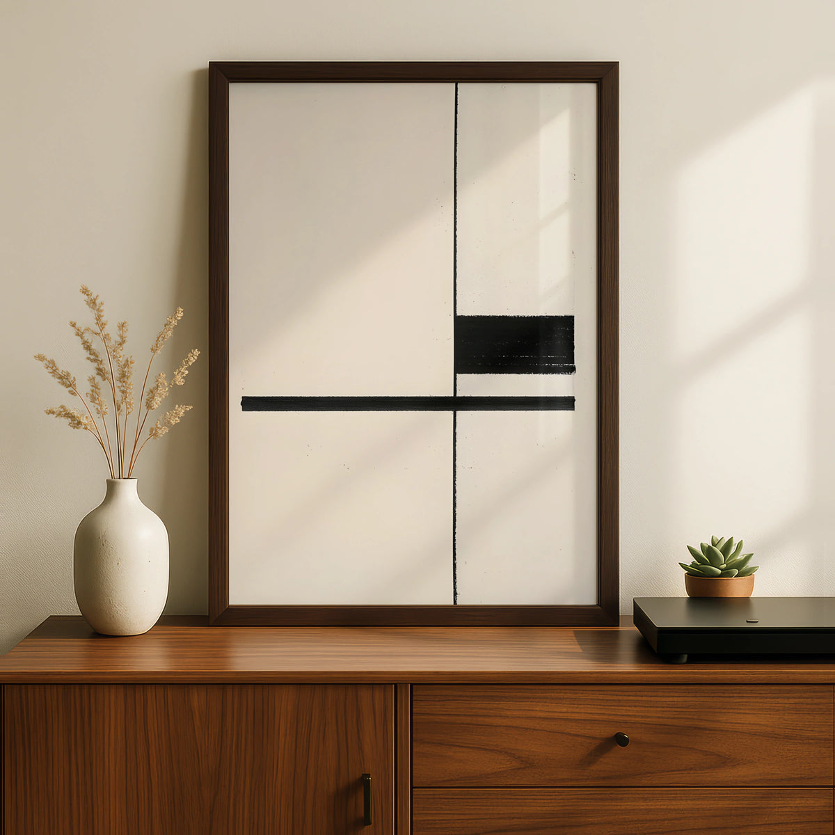 Abstract Geometric Lines Print, Monochrome Wall Art, Black and White Minimalist Poster