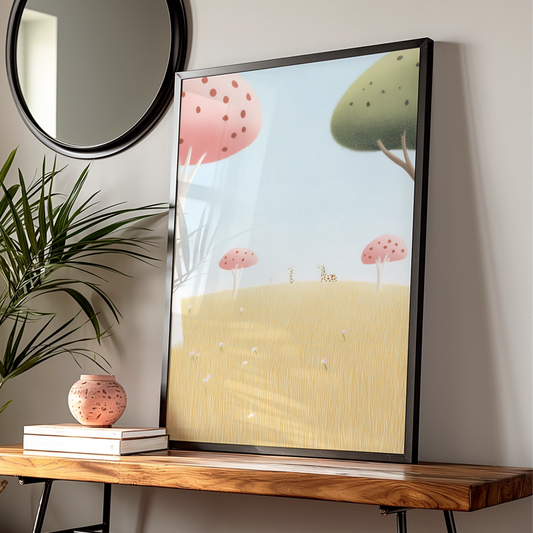 Giraffe Nursery Wall Art, Pastel Safari Print, Baby Room Poster, Cute Animal Decor