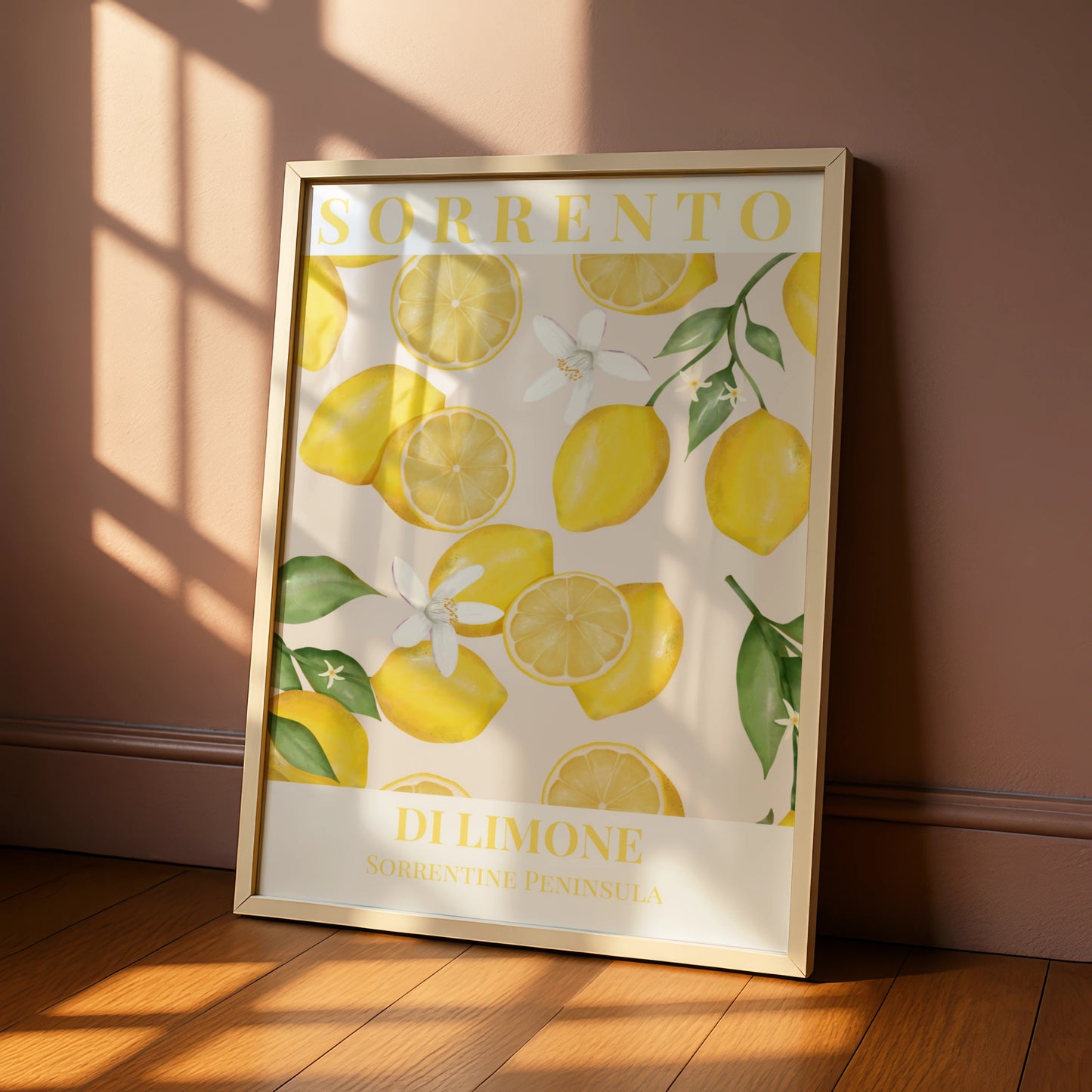 Sorrento Lemon Poster, Italian Maximalist Wall Art, Di Limone Kitchen Print, Yellow