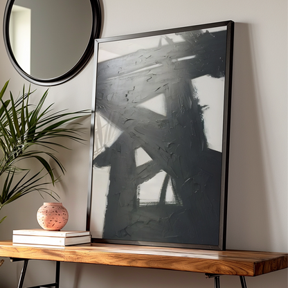 Abstract Brushstroke Monochrome Wall Art, Black and White Poster, Modern Minimalist Print