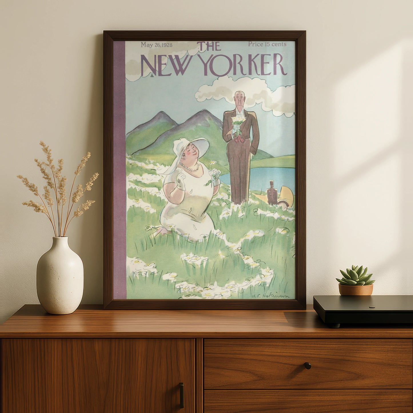The New Yorker May 1928 Cover Poster, Vintage Wedding Daisy Field Wall Art Print