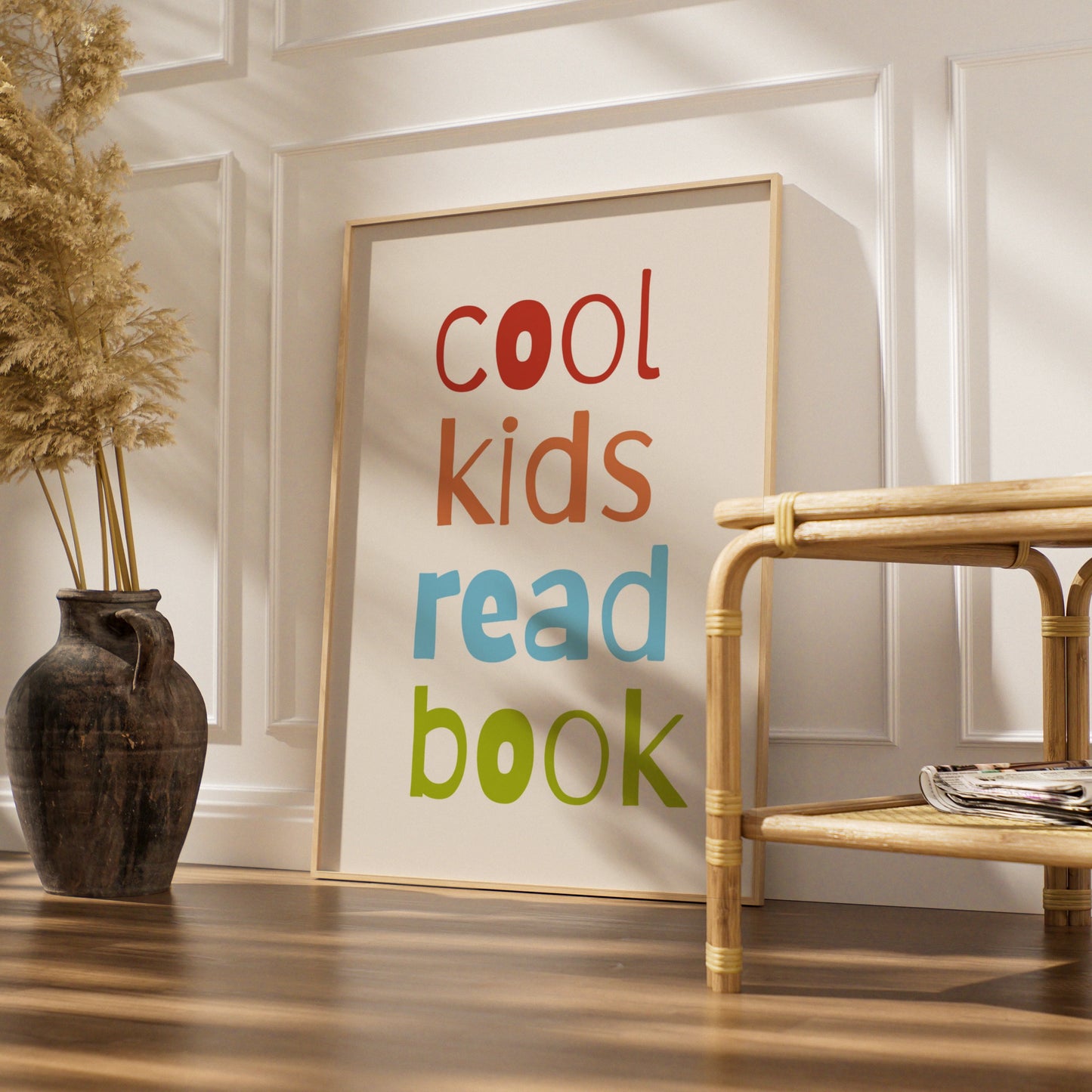 Cool Kids Read Book Nursery Wall Art, Children's Reading Poster, Colourful Kids Room Print