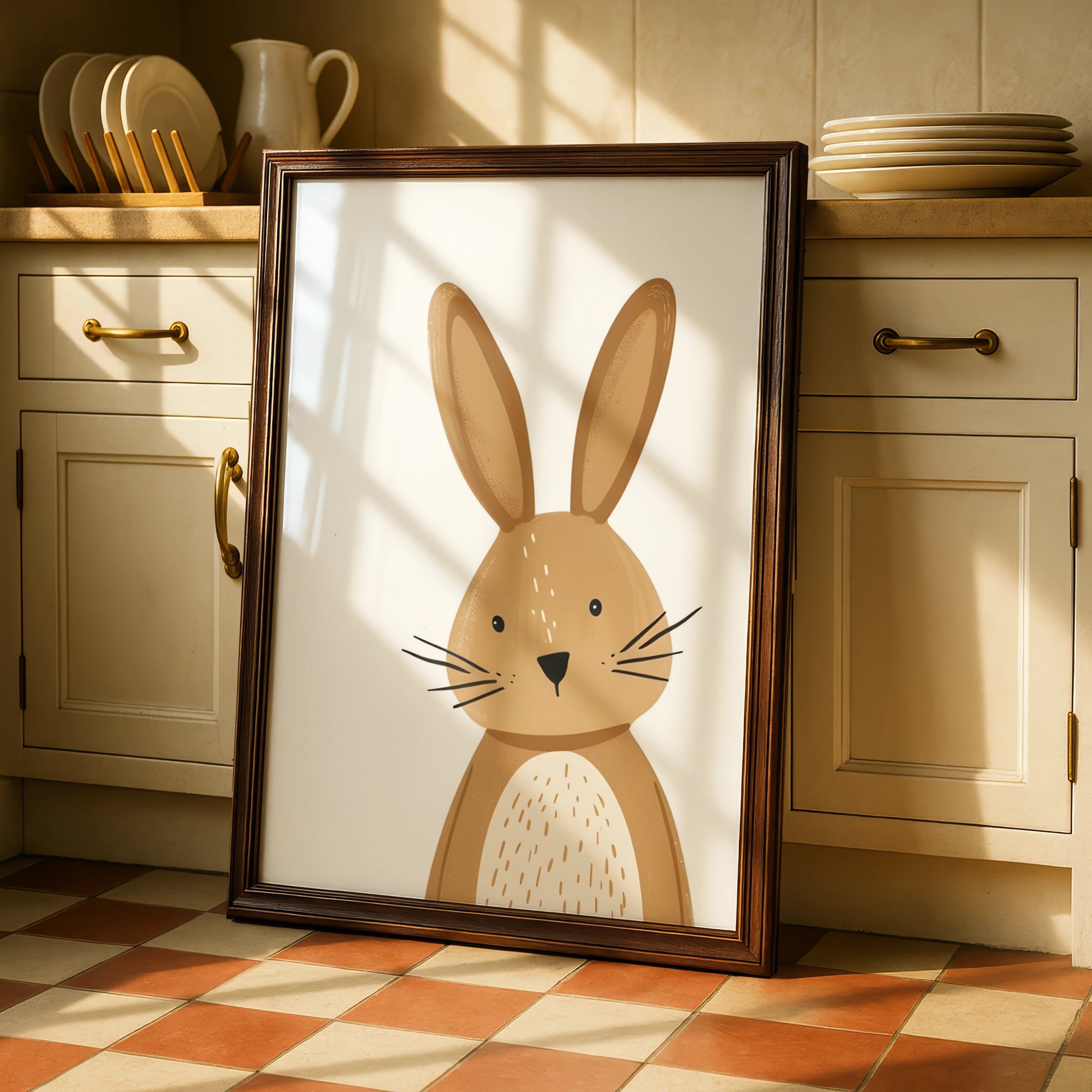 Nursery Bunny Wall Art, Cute Rabbit Poster, Baby Room Decor, Kids Animal Print