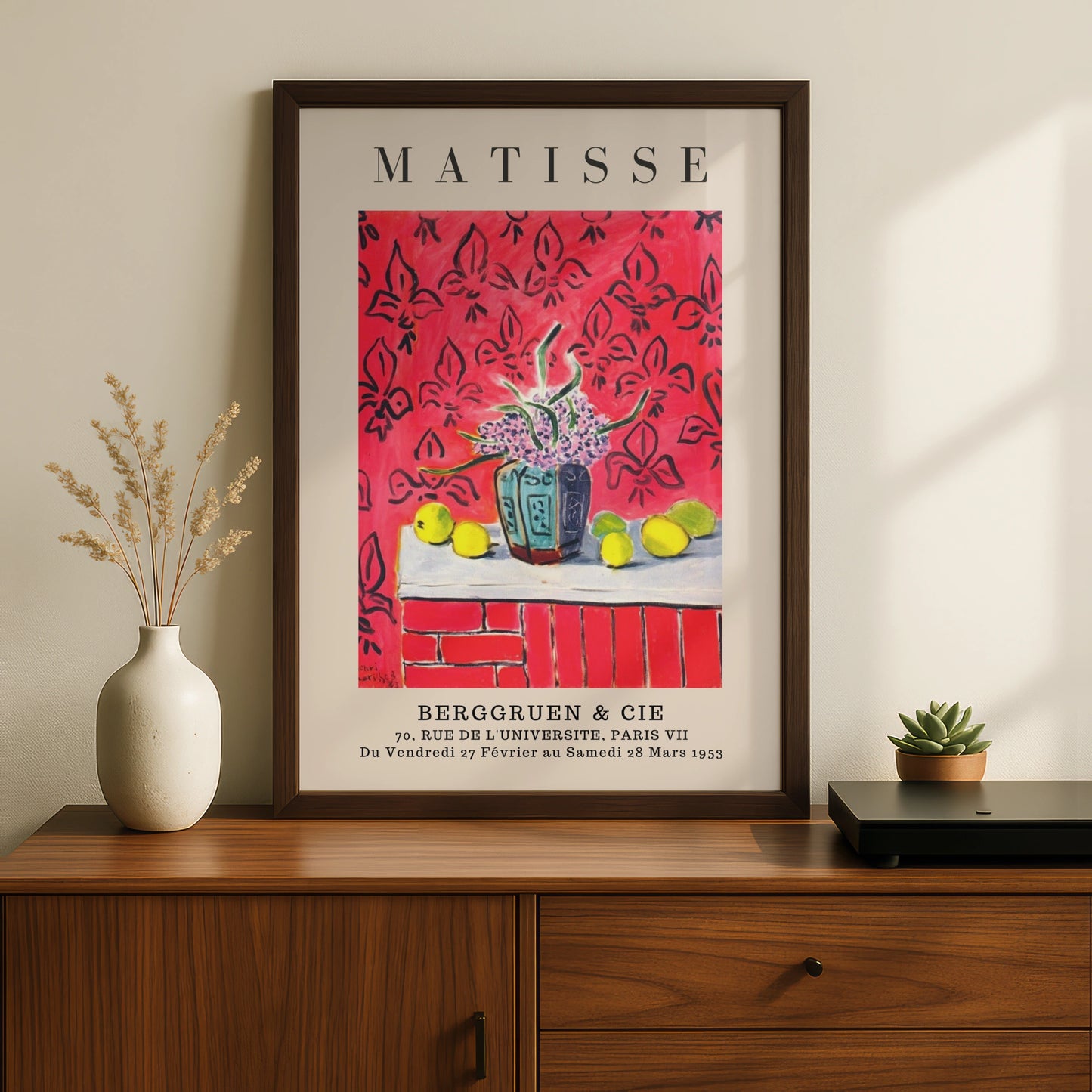 Red Floral Still Life Wall Art Print, Colourful Vintage Gallery Poster – product image 2