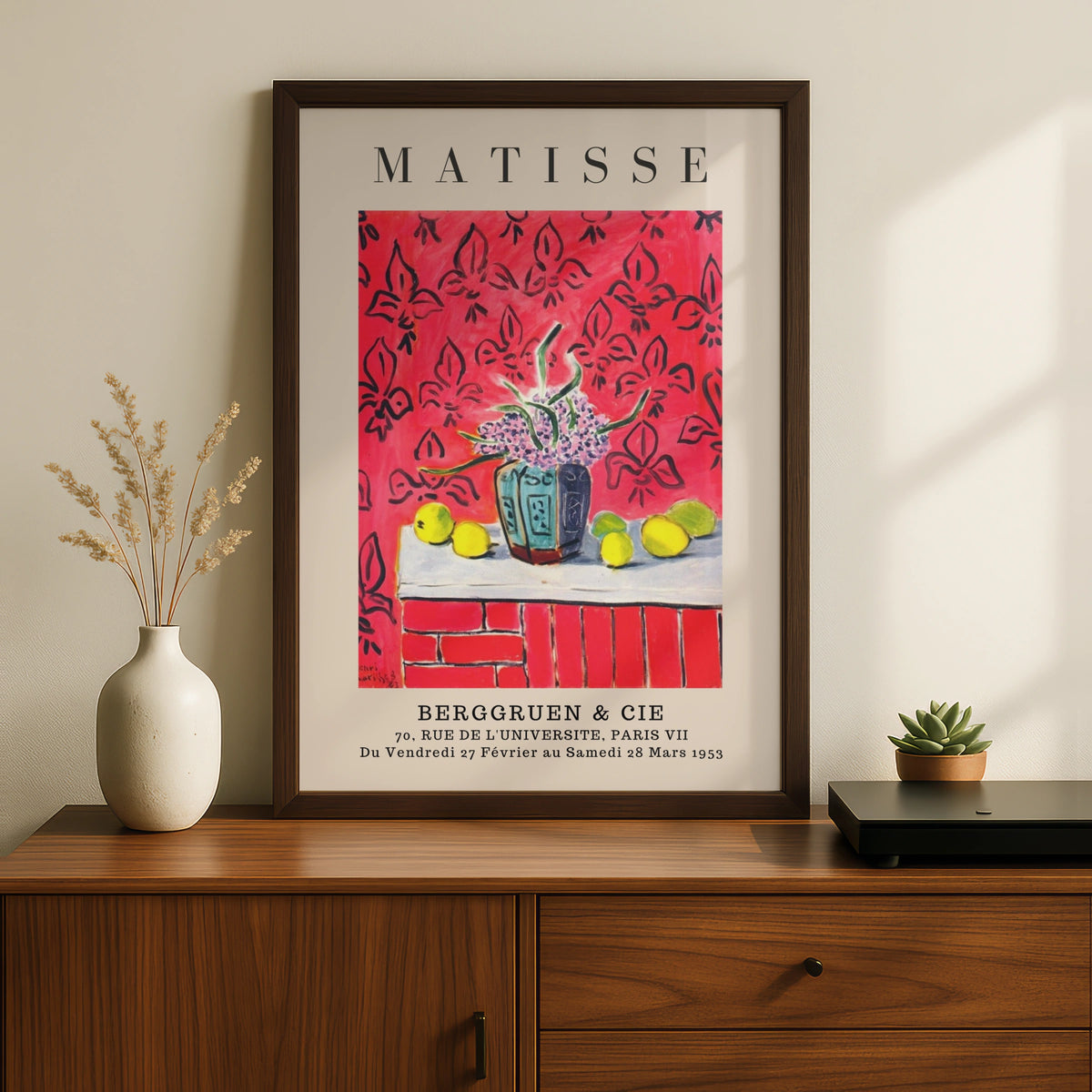 Red Floral Still Life Wall Art Print, Colourful Vintage Gallery Poster – product image 2