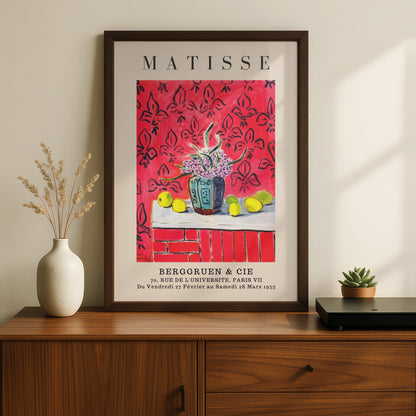 Red Floral Still Life Wall Art Print, Colourful Vintage Gallery Poster – product image 2