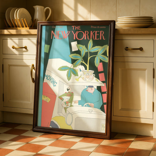 New Yorker Cover October 1927 Moving Day Poster, Vintage Art Deco Wall Art Print