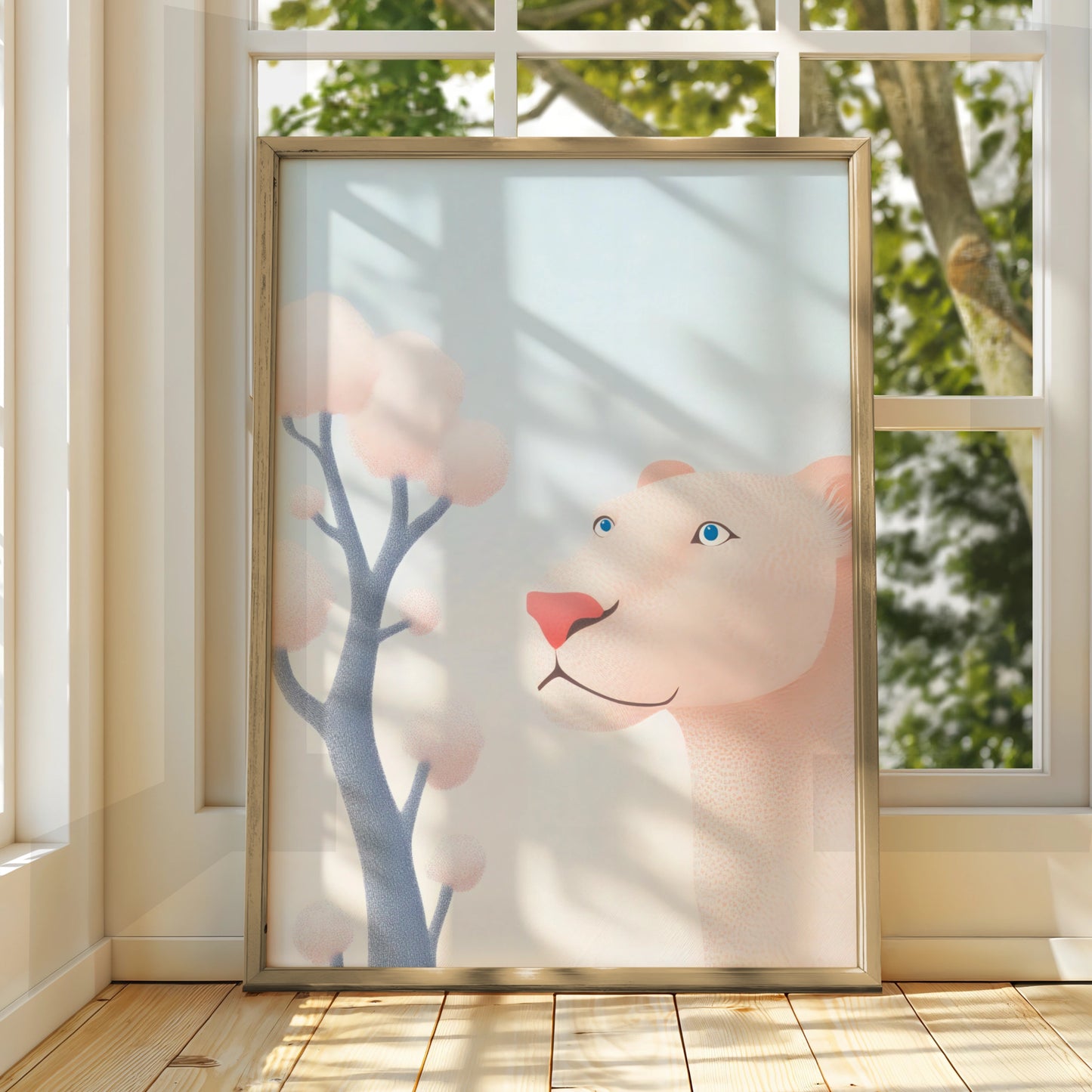 Lion Nursery Wall Art, Cute Lioness Print, Pastel Baby Room Poster, Kids Animal Decor Gift