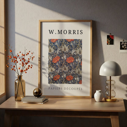 William Morris Floral Wall Art Print | Navy Blue Red Botanical Poster, Living Room Decor – product image 5