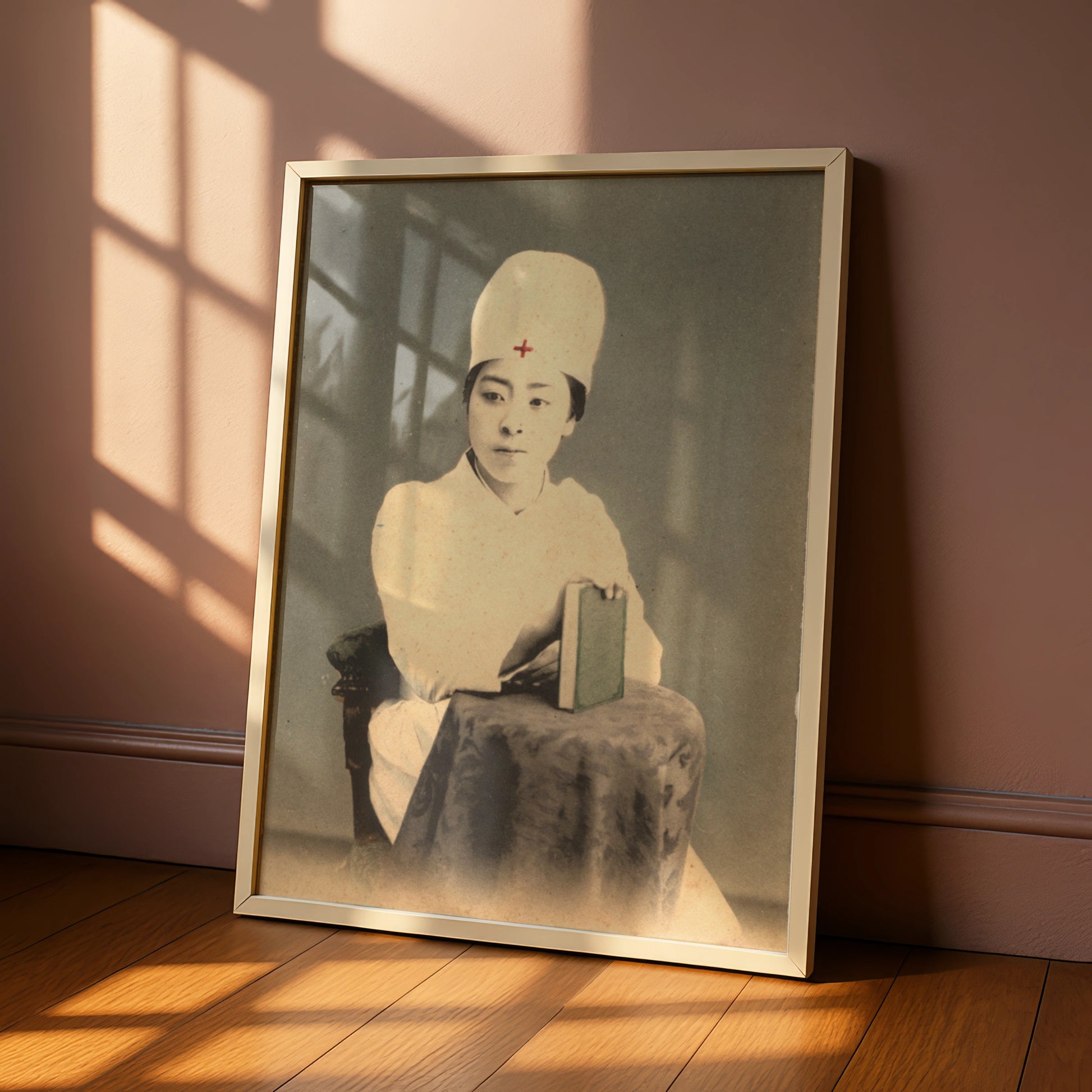 Vintage Japanese Nurse Poster, Red Cross Antique Photo Art Print, Halloween Wall Art