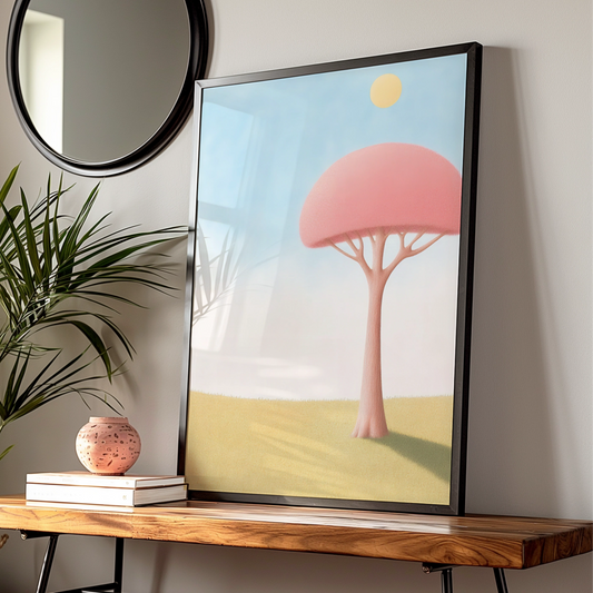 Nursery Wall Art Pink Tree Print, Pastel Kids Room Poster, Cute Baby Room Decor, Toddler Gift