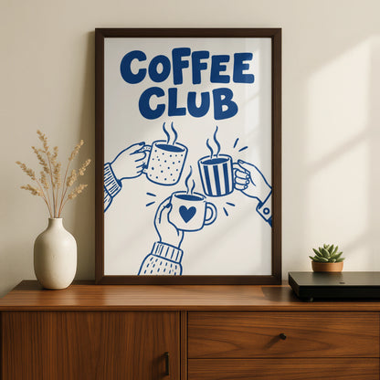 Coffee Club Cartoon Poster