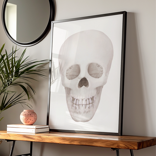 Halloween Skull Wall Art, Minimalist Skull Poster, Spooky White Skeleton Print, Gothic Decor