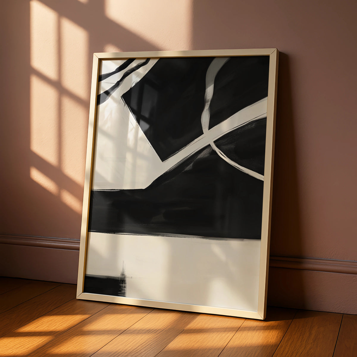 Modern Monochrome Abstract Wall Art, Black and White Poster, Minimalist Print, Contemporary Decor