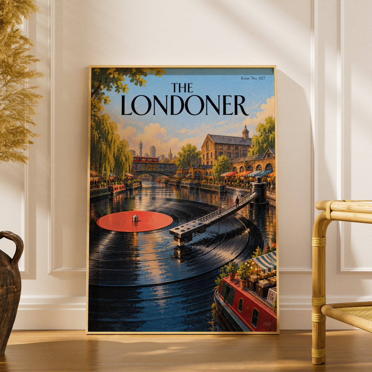 The Londoner Poster, Camden Canal Vinyl Record Art Print, London Wall Art, Music Lover Decor