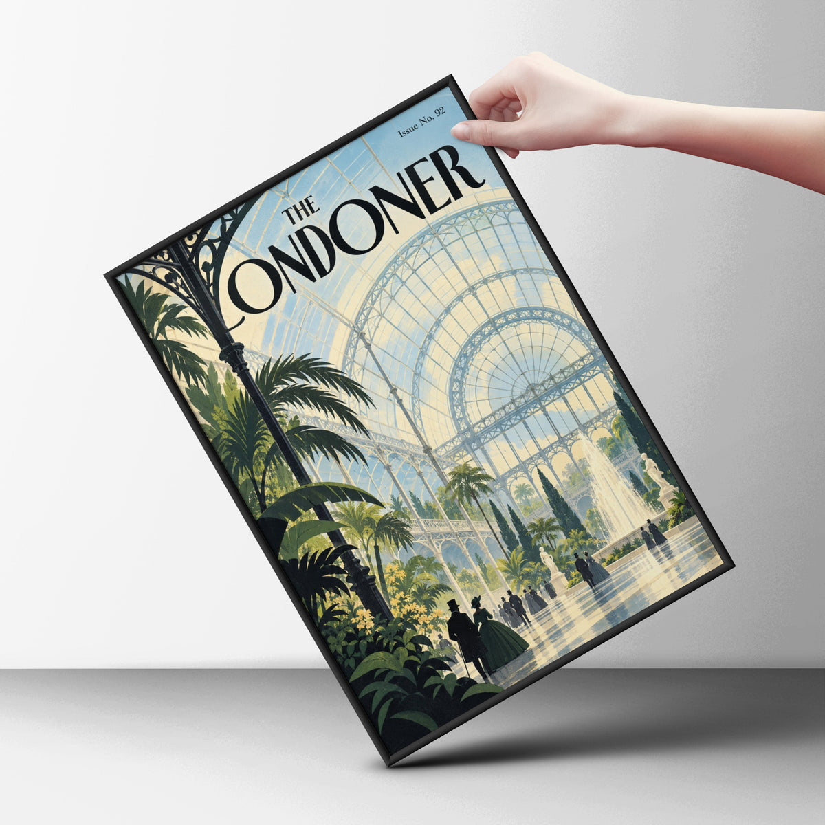 Victorian Glasshouse Poster, Crystal Palace Wall Art, Vintage Magazine Cover Print, Palm Fountain