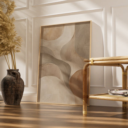 Abstract Neutral Tones Australian Wall Art, Earthy Beige Curves, Modern Landscape Print