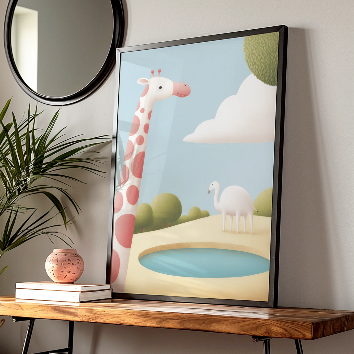 Giraffe Nursery Wall Art, Cute Animal Print, Pastel Baby Room Poster, Kids Decor