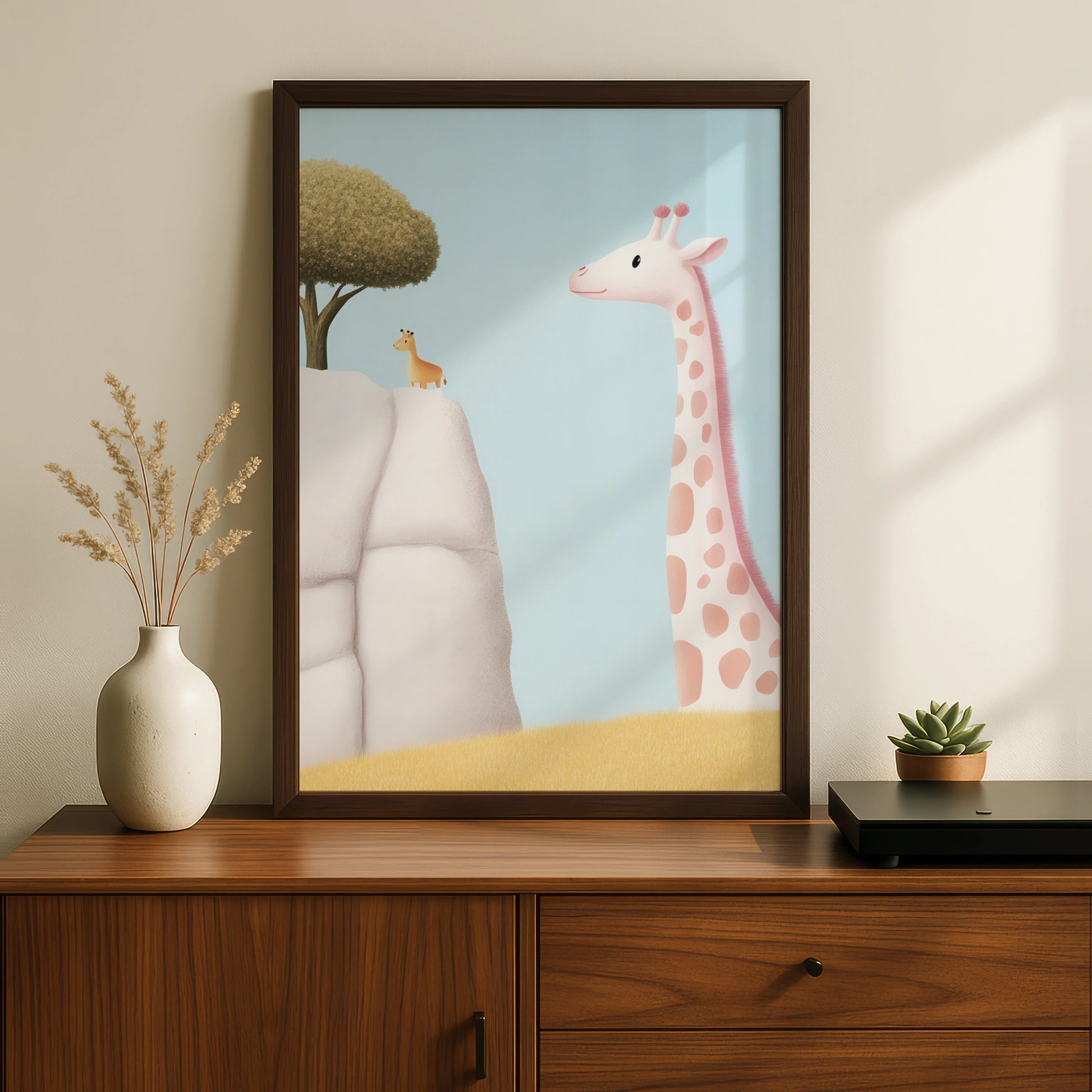 Giraffe Nursery Wall Art, Cute Safari Print, Baby Animal Poster, Kids Room Decor