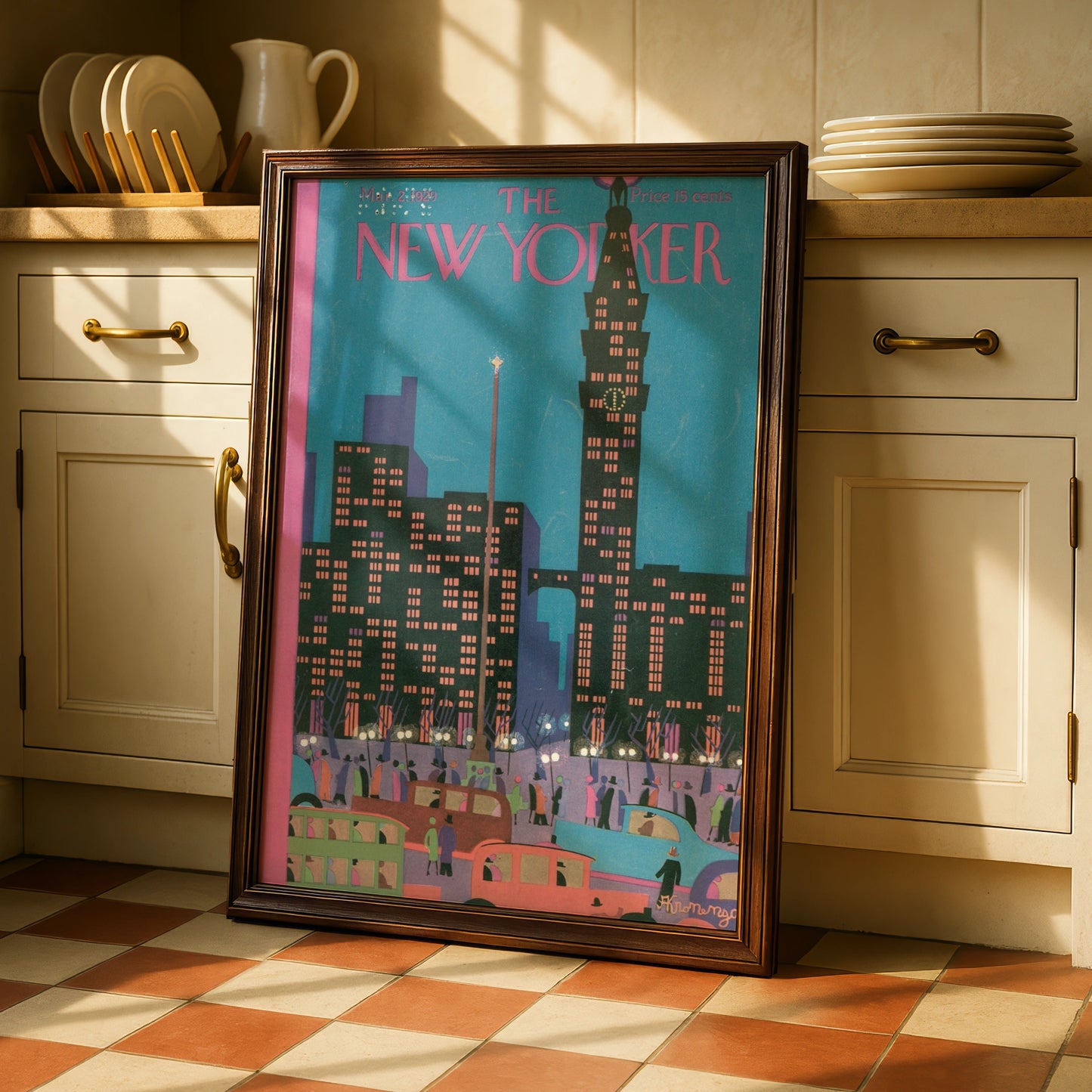 New Yorker 1929 Cover Poster, Art Deco NYC Skyline, Vintage New York City Wall Art Print