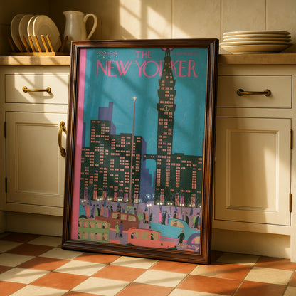 New Yorker 1929 Cover Poster, Art Deco NYC Skyline, Vintage New York City Wall Art Print