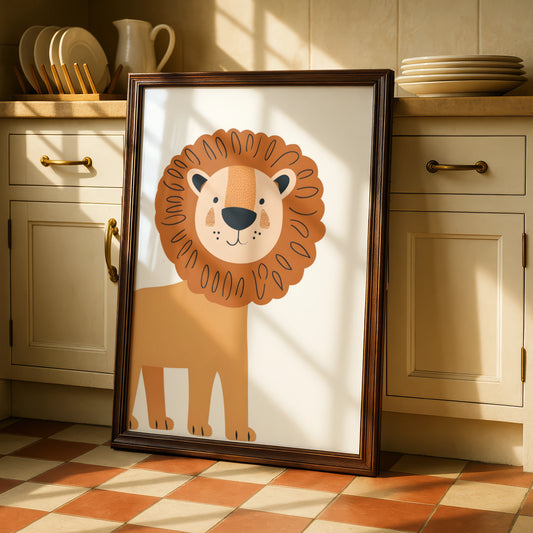 Lion Nursery Wall Art, Cute Safari Animal Print, Kids Room Poster, Baby Decor