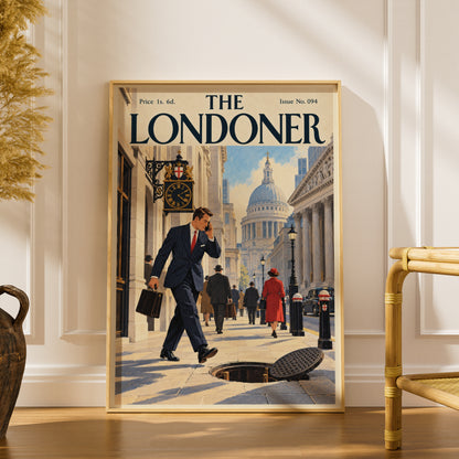 The Londoner Vintage Magazine Cover Poster, London Wall Art, Retro Illustration Art Print