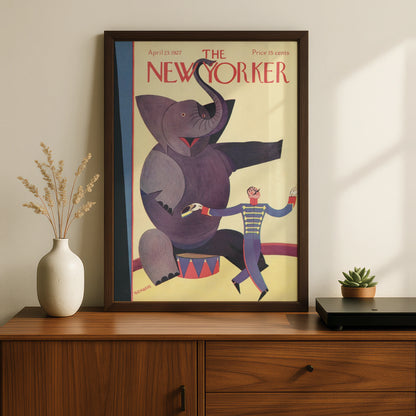 The New Yorker April 1927 Circus Elephant Poster, Vintage Art Deco Cover Wall Art Print