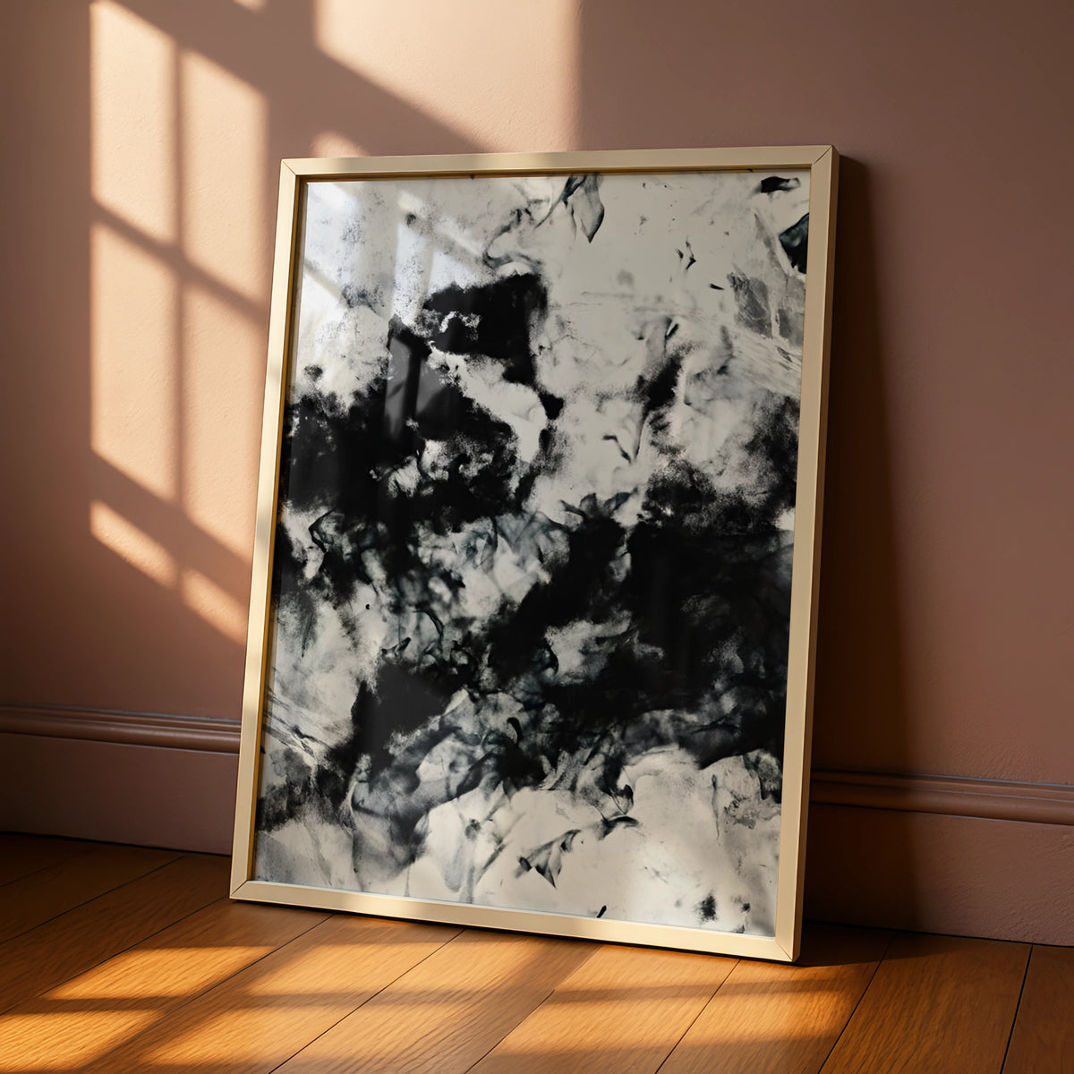 Abstract Ink Wash Monochrome Wall Art, Black and White Poster, Modern Gallery Print