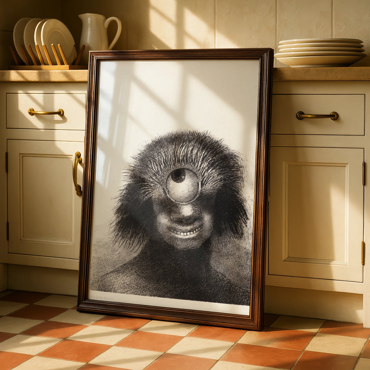 Odilon Redon Cyclops Monster Halloween Art Print, Dark Surreal Creature Poster