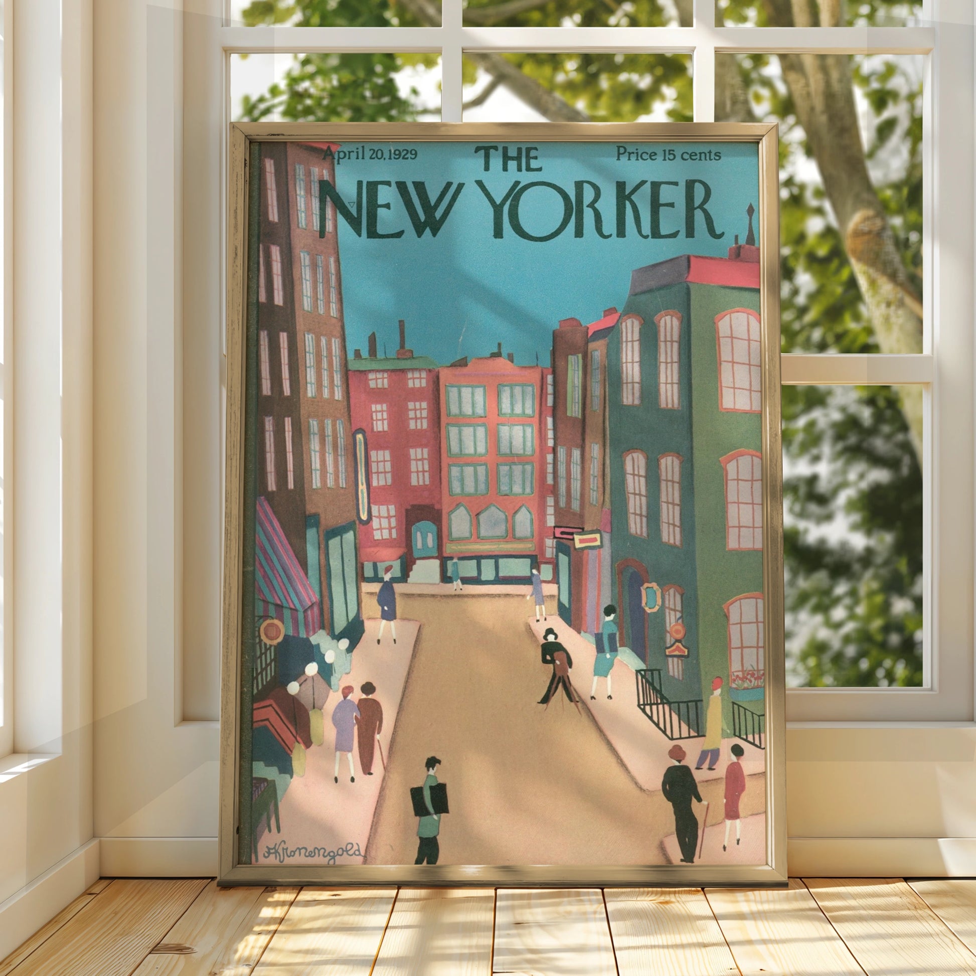 The New Yorker April 1929 Cover Poster, Vintage NYC Street Scene Wall Art Print