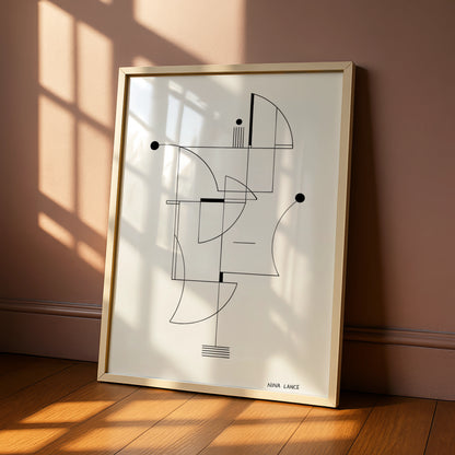 Geometric Abstract Black White Poster, Monochrome Wall Art, Minimalist Modern Print